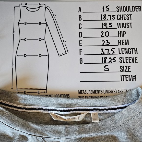 SOFT SURROUNDINGS Heather Gray Corryn Sweatshirt Dress~Size S~NWT - Picture 12 of 12